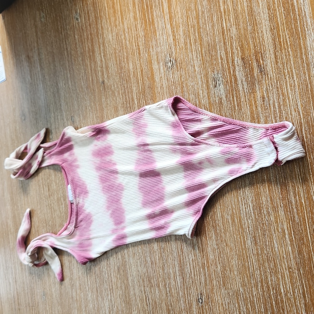 Kit & Sky Pink Tie Dye Body Suit Tank Ribbed